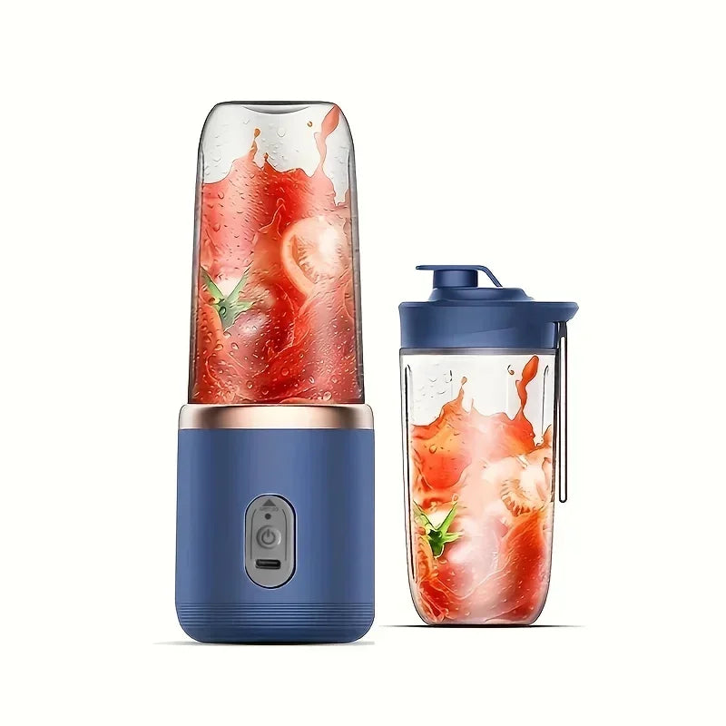 1pc USB Rechargeable Portable Blender - Dual-Cup ,Compact & Durable, Includes Carry Strap, Ideal for Smoothies and Breakfast