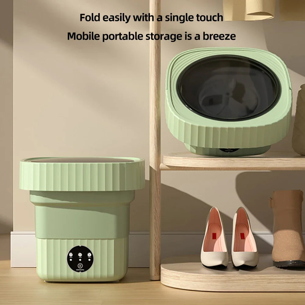 12W Foldable Washing Machine Three Mode 6L Retractable Travel Washer with Spinning Dry for Travel Business Trip