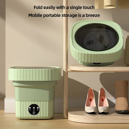 12W Foldable Washing Machine Three Mode 6L Retractable Travel Washer with Spinning Dry for Travel Business Trip