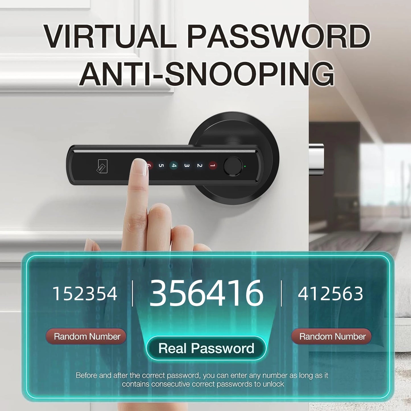 Viladepot Handle Shaped Smart Lock Fingerprint Door Lock App Control Passcode Unlock Electronic Touchscreen Keypad Indoor