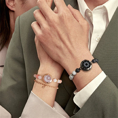 TOTWOO Long Distance Bracelets For Couples Vibration & Light Up Bracelet,Sun & Moon Touch Bracelets with Phantasmal Beads Gift